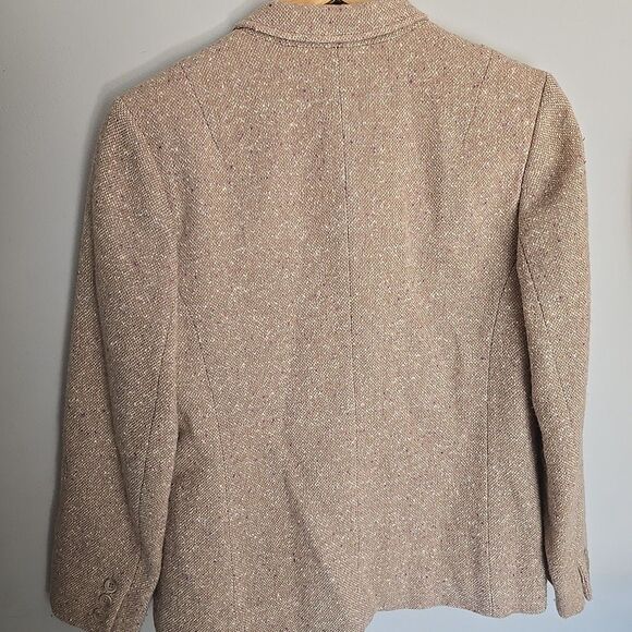 Vintage Pendleton Wool Tweed Blazer Size 12 90s Career Preppy Tan - Picture 5 of 8